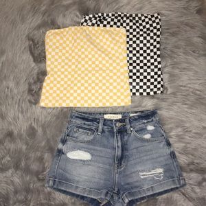 Bundle Outfit - (2) Checkered Tube Tops+Waist High